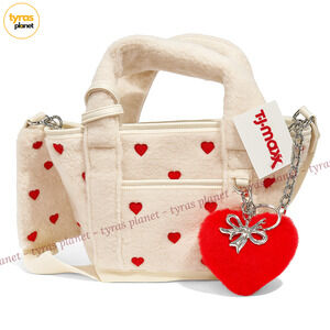 Sherpa Madden Girl Mini Tote Red Hearts Viral Heart Charm TJ MAXX VHTF
